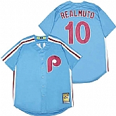 Phillies 10 J.T. Realmuto Light Blue Cooperstown Collection Jersey,baseball caps,new era cap wholesale,wholesale hats